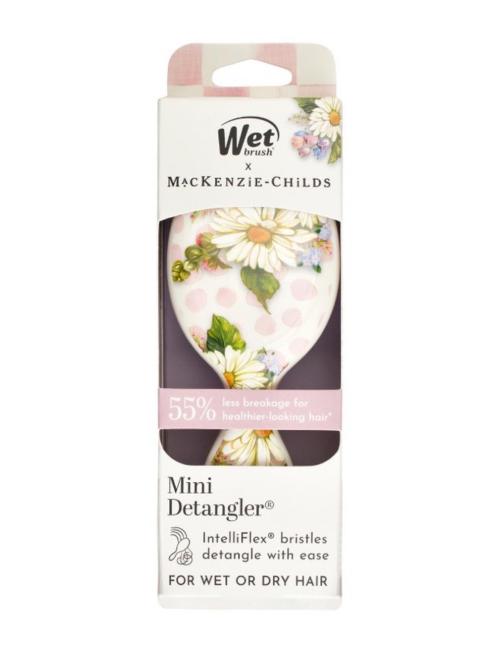 Wet brush x Mackenzie-Childs Mini Detangler White Pink Lavender Spotted Floral - Picture 9 of 16